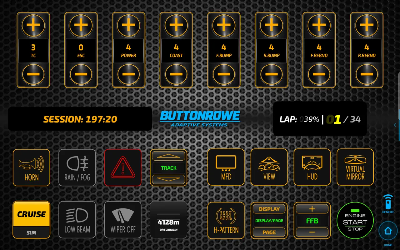 ButtonRowe — landscape full-control layout