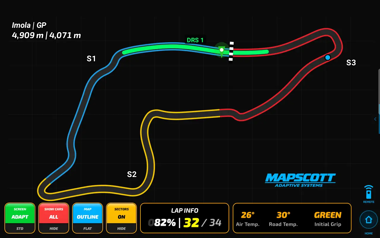 MapScott — full-screen live track map with DRS zone overlay