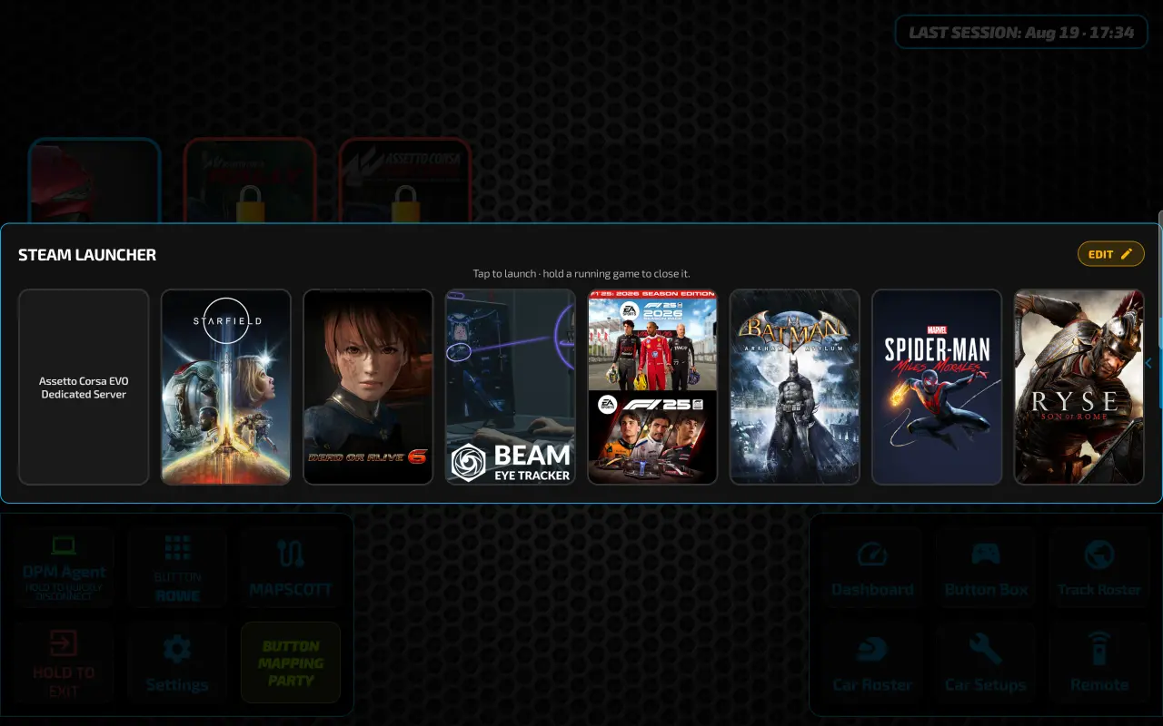 Built-In Steam Launcher — launch and close games and companion apps from the tablet