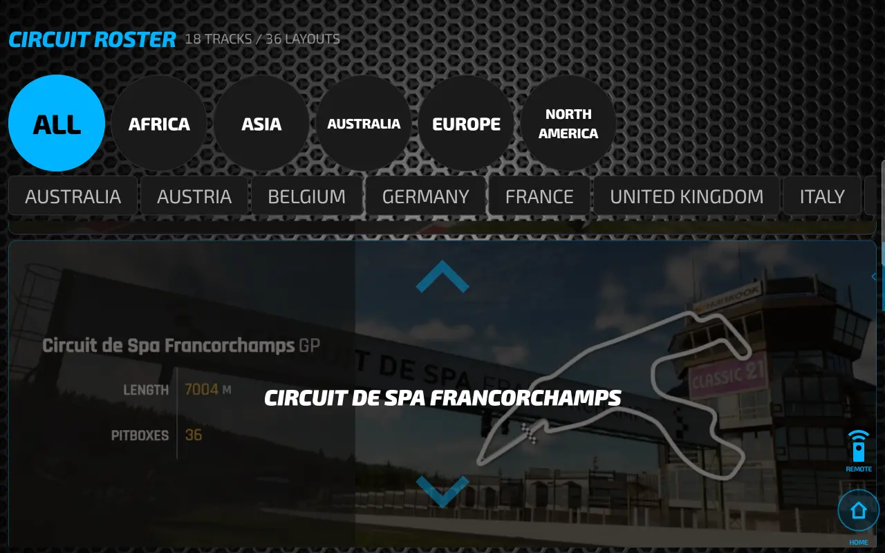 Circuit Roster screen